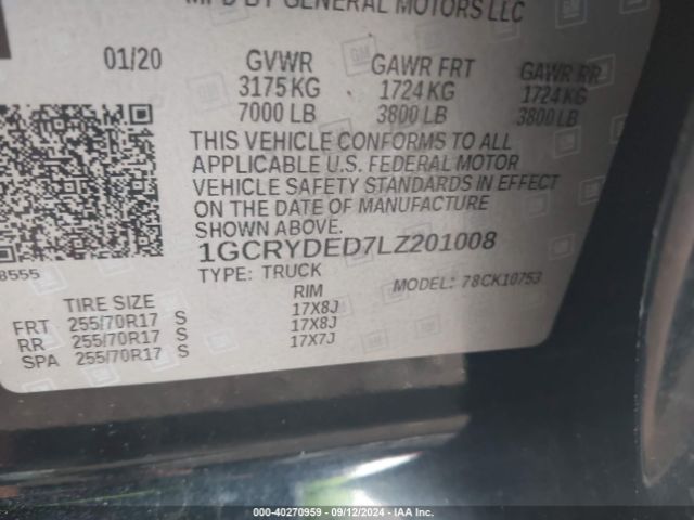 1GCRYDED7LZ201008 Chevrolet Silverado 1500 4wd Double Cab Standard Bed Lt