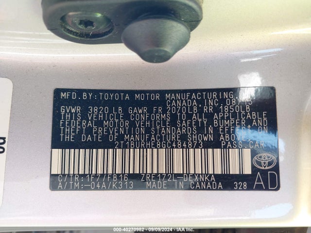 Toyota Corolla Le Plus 2016 2T1BURHE8GC484873 Image 9