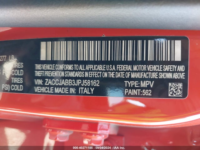 ZACCJABB3JPJ58162 Jeep Renegade Altitude Fwd