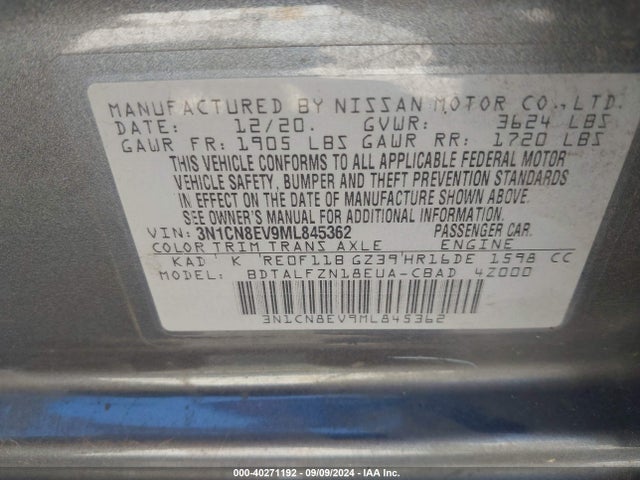Nissan Versa Sv Xtronic Cvt 2021 3N1CN8EV9ML845362 Image 9