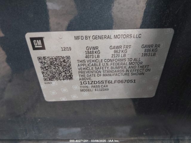 1G1ZD5ST6LF067051 Chevrolet Malibu Fwd Lt