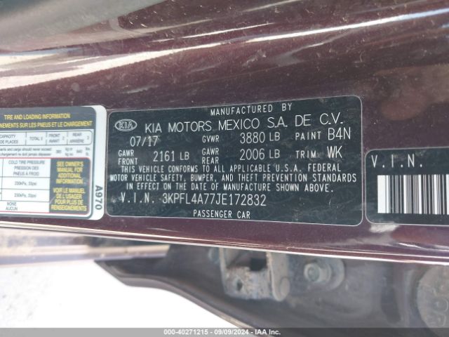 3KPFL4A77JE172832 KIA FORTE LX
