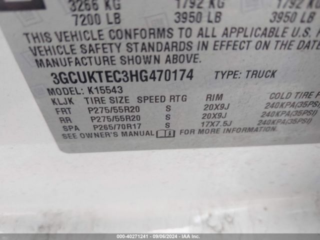 3GCUKTEC3HG470174 Chevrolet Silverado 1500 High Country