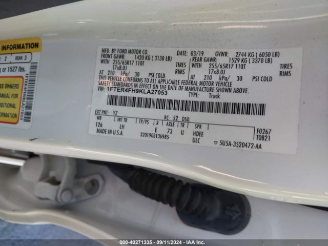 1FTER4FH9KLA27053 Ford RANGER XL