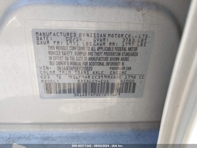 Nissan SENTRA S 2014 3N1AB7AP0EY213629 Image 9