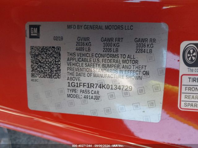 1G1FF1R74K0134729 Chevrolet Camaro 1ss