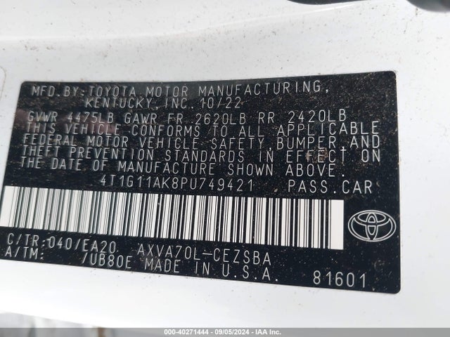 Toyota CAMRY SE 2023 4T1G11AK8PU749421 Image 9