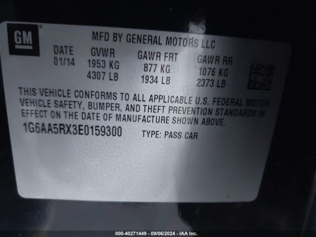 1G6AA5RX3E0159300 Cadillac Ats Standard