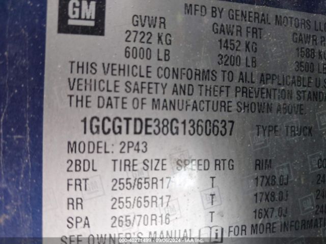 1GCGTDE38G1360637 Chevrolet Colorado Z71