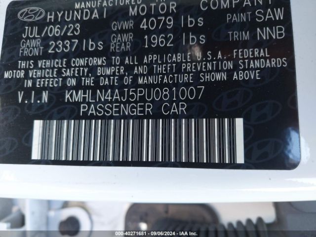 KMHLN4AJ5PU081007 Hyundai Elantra Hybrid Limited