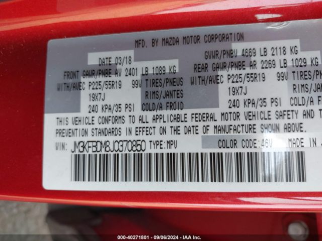 JM3KFBDM8J0370850 Mazda Cx-5 Grand Touring