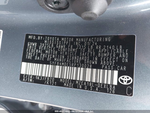 Toyota COROLLA LE 2024 5YFB4MDE5RP130028 Image 9