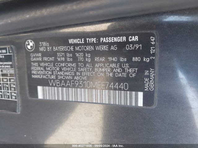 1991 BMW 318 WBAAF9310MEE74440 Photo 8