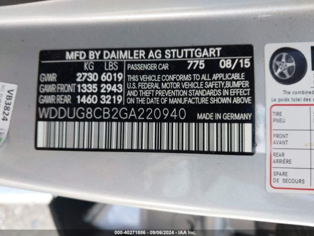 WDDUG8CB2GA220940 Mercedes-Benz S 550