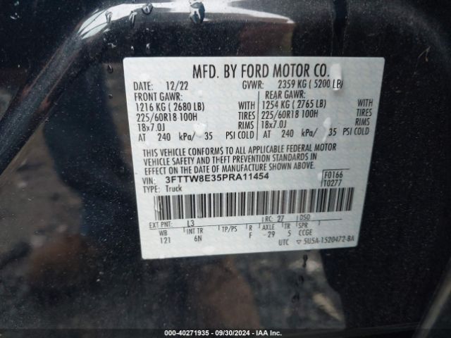 3FTTW8E35PRA11454 Ford Maverick Lariat