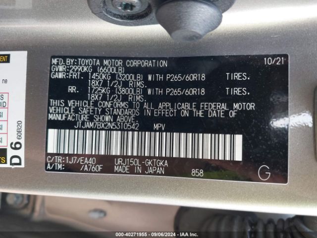 JTJAM7BX2N5310542 Lexus 460 Premium