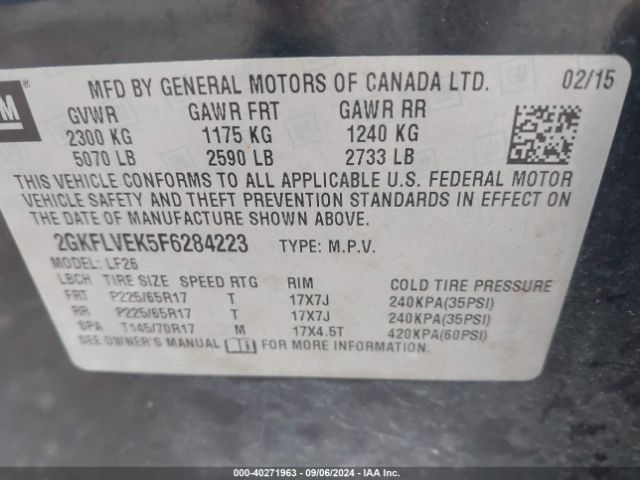 2GKFLVEK5F6284223 GMC Terrain Sle-1