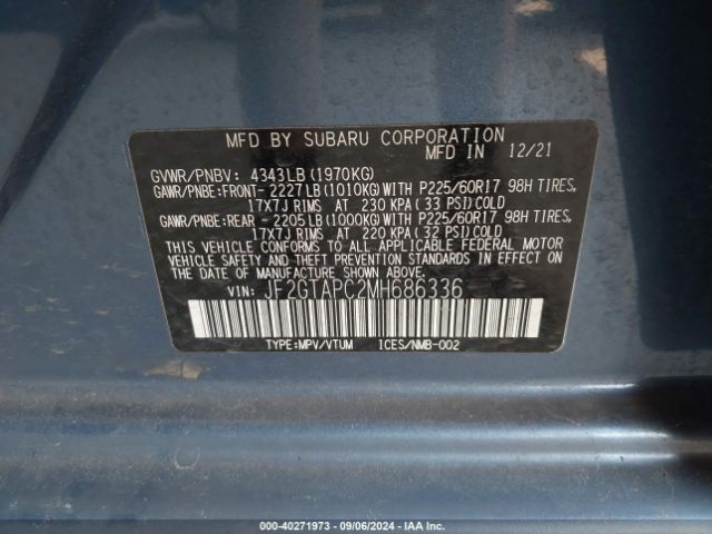 JF2GTAPC2MH686336 Subaru Crosstrek Premium