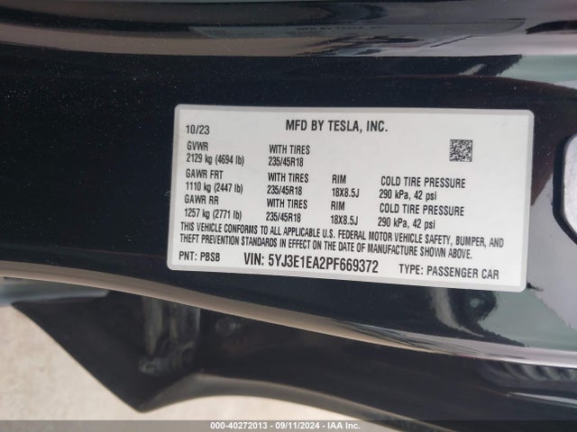2023 TESLA MODEL 3 5YJ3E1EA2PF669372 Photo 8
