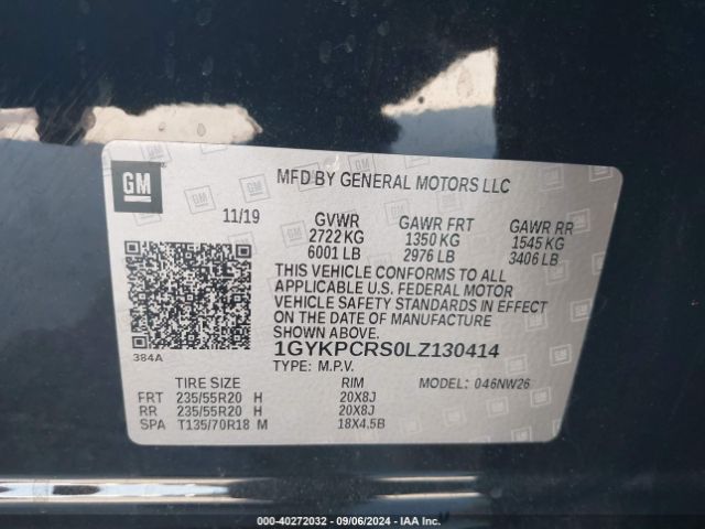 1GYKPCRS0LZ130414 Cadillac Xt6 Fwd Premium Luxury