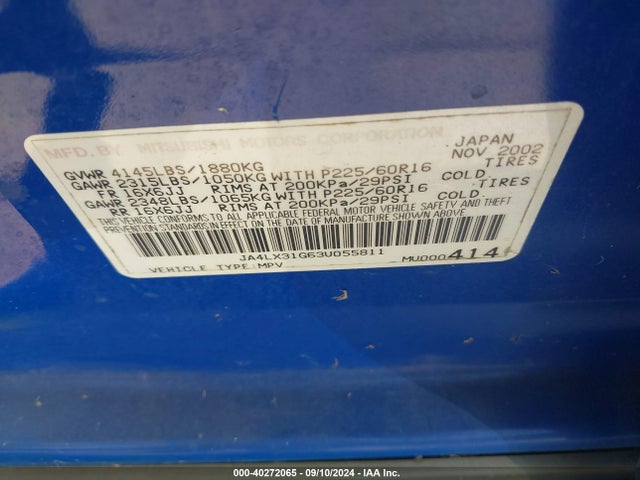 2003 MITSUBISHI OUTLANDER JA4LX31G63U055811 Photo 8