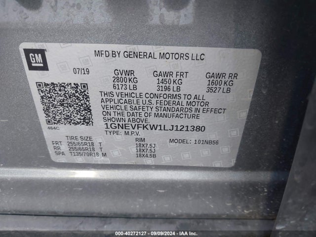 Chevrolet Traverse Awd Ls 2020 1GNEVFKW1LJ121380 Image 9