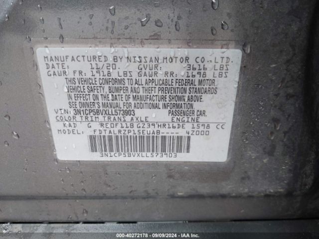 3N1CP5BVXLL573903 Nissan Kicks S Xtronic Cvt