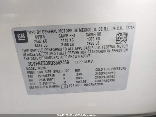 2013 CADILLAC SRX 3GYFNCE39DS562469 Photo 8