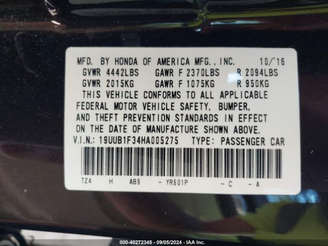 19UUB1F34HA005275 Acura TLX