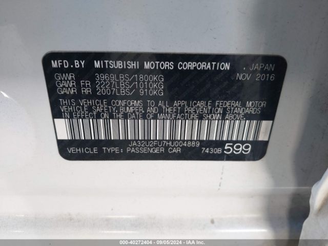 JA32U2FU7HU004889 Mitsubishi Lancer Es/le