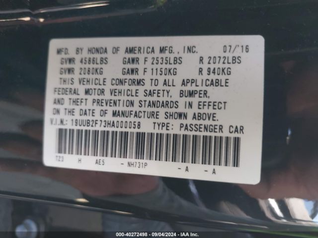 19UUB2F73HA000058 Acura Tlx Advance Package