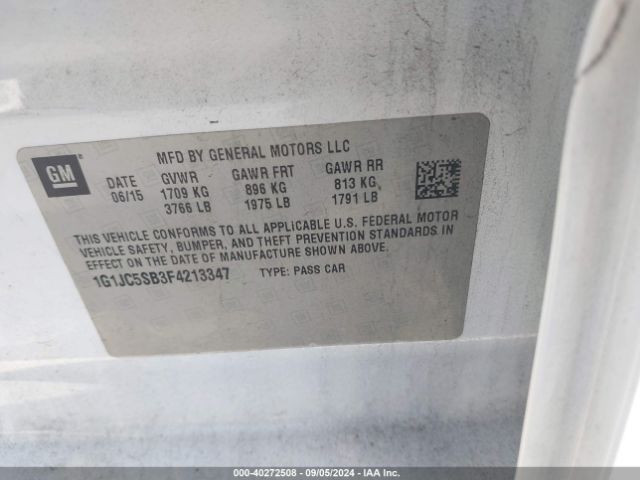 1G1JC5SB3F4213347 Chevrolet Sonic Lt Auto