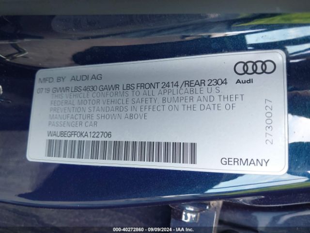 WAUBEGFF0KA122706 Audi A3 45 Premium