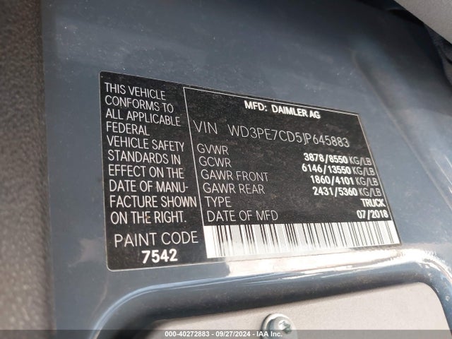 WD3PE7CD5JP645883 Mercedes-Benz Sprinter 2500 Standard Roof V6
