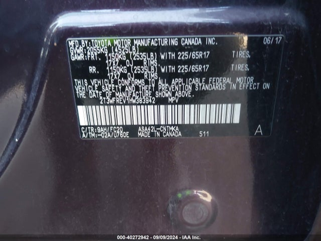 Toyota Rav4 Xle 2017 2T3WFREV1HW383942 Image 9