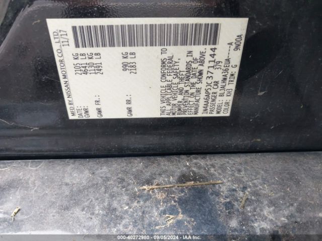 1N4AA6AP5JC371144 Nissan Maxima 3.5 Platinum