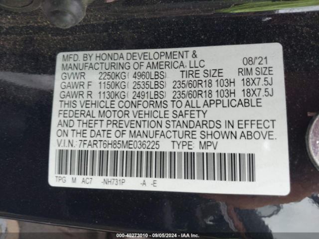 7FART6H85ME036225 Honda Cr-v Hybrid Ex-l