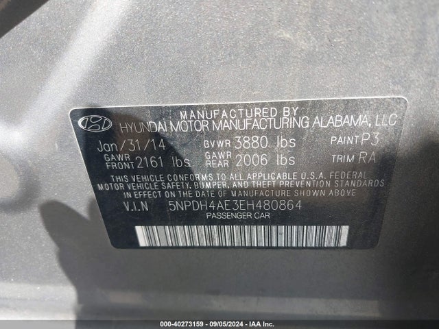 Hyundai ELANTRA SE 2014 5NPDH4AE3EH480864 Image 9