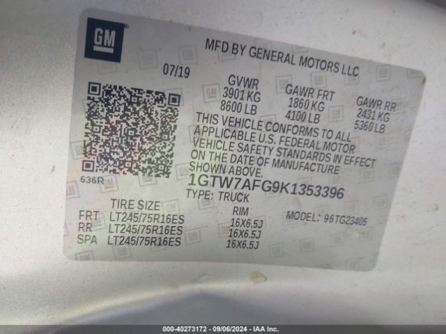 1GTW7AFG9K1353396 GMC Savana 2500 Work Van