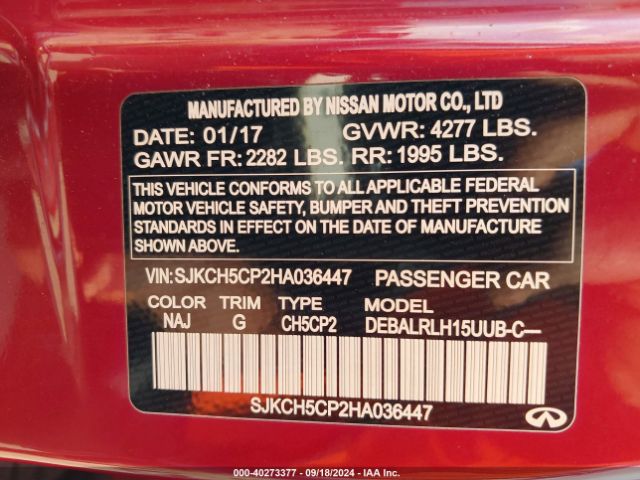 SJKCH5CP2HA036447 Infiniti Qx30 Premium