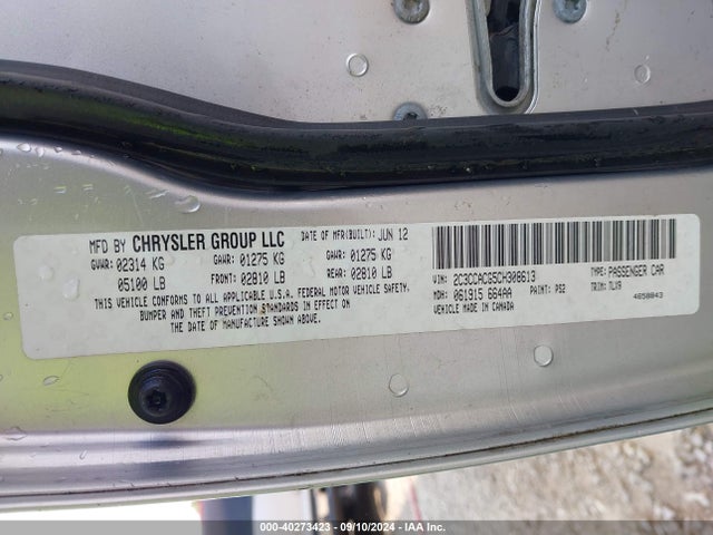 Aukcja sprzedaży 2012 Chrysler 300 Limited, vin: 2C3CCACG5CH308613, numer aukcji: 40273423