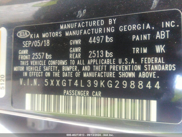 KIA Optima Lx 2019 5XXGT4L39KG298844 Image 9