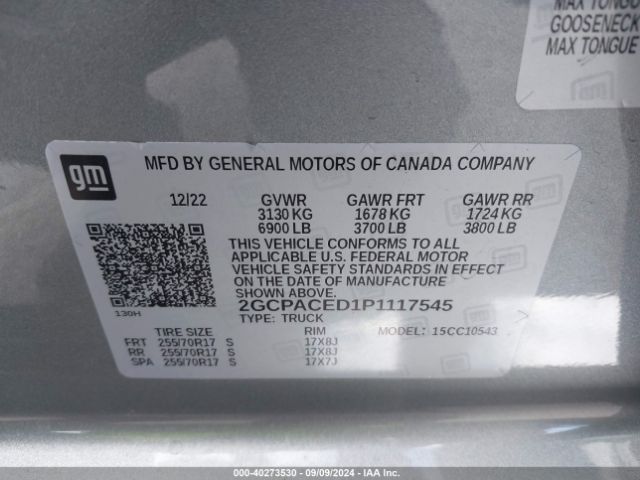 2GCPACED1P1117545 Chevrolet Silverado 1500 2wd  Short Bed Lt