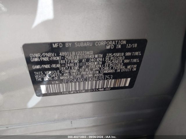 JF2SKAKC1KH488753 Subaru Forester Sport