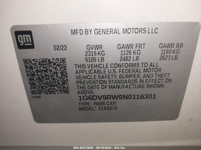 2022 CADILLAC CT5-V 1G6DV5RW9N0116301 Photo 8