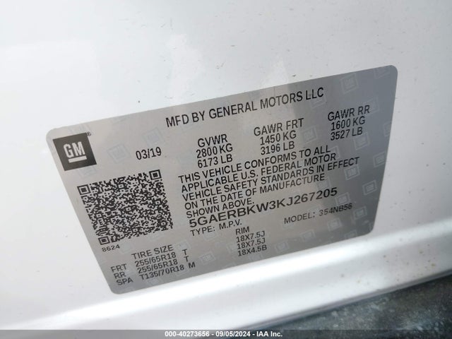 5GAERBKW3KJ267205 Buick Enclave Fwd Essence