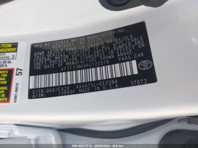 4T1T11BK9RU122579 Toyota CAMRY SE