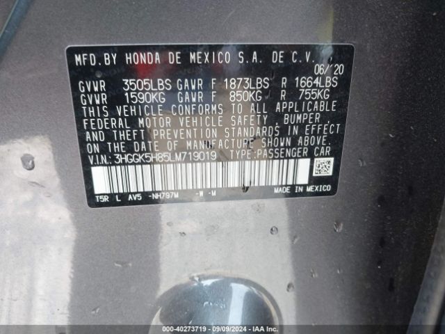 3HGGK5H85LM719019 Honda FIT EX