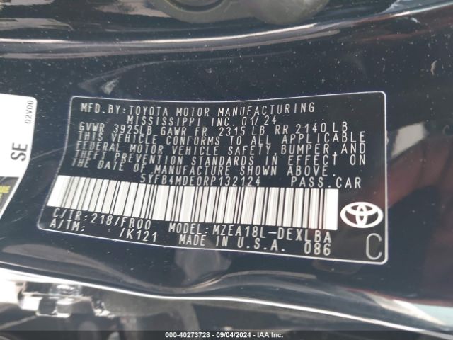 5YFB4MDE0RP132124 Toyota COROLLA LE