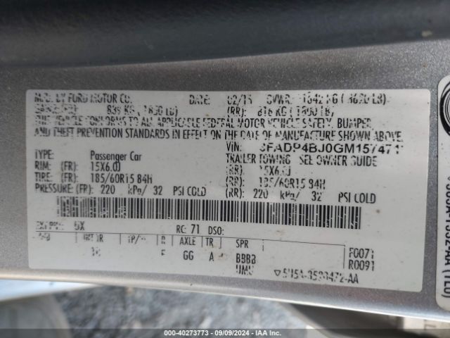 3FADP4BJ0GM157471 Ford FIESTA SE